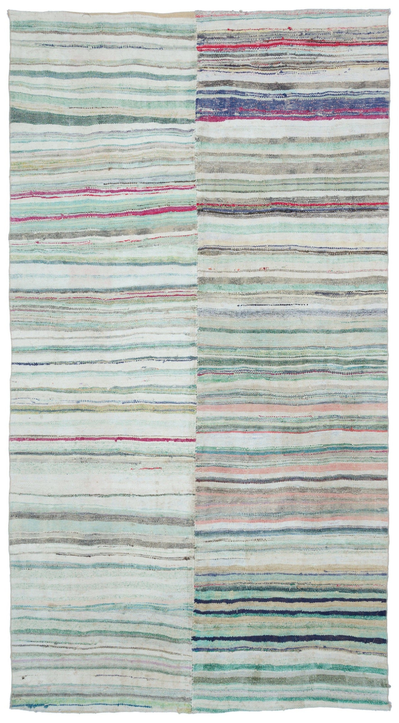 Girit Bej Çizgili Yün El Dokuma Halısı 187 x 342 Apex Unique