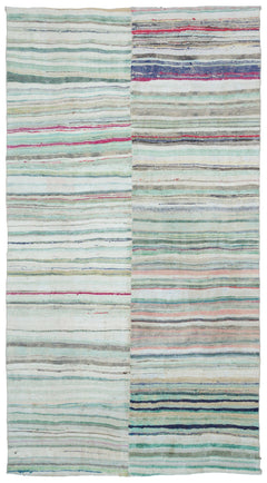 Girit Bej Çizgili Yün El Dokuma Halısı 187 x 342 Apex Unique