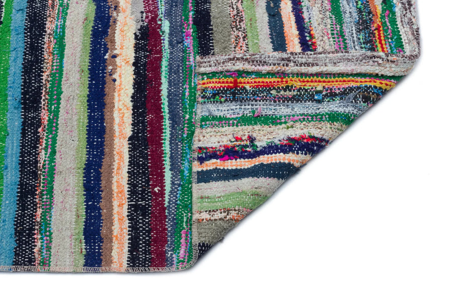 Beyaz Bordo Anadolu Bohem Çizgili Yün Halı 148x256 - Özel Seri