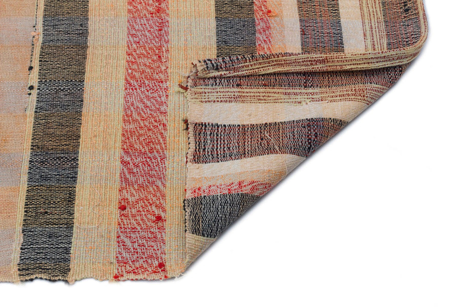Bej Anadolu Bohem Çizgili Yün Halı 158x320 - Özel Seri