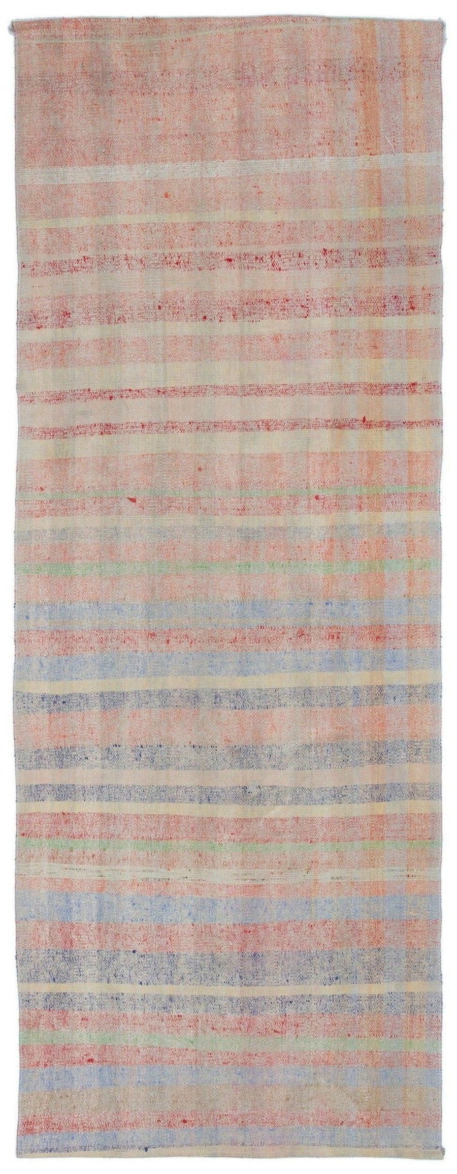 Rosa Teppich Läufer mit grauen Streifen aus Wolle 107x284 cm – im Flur