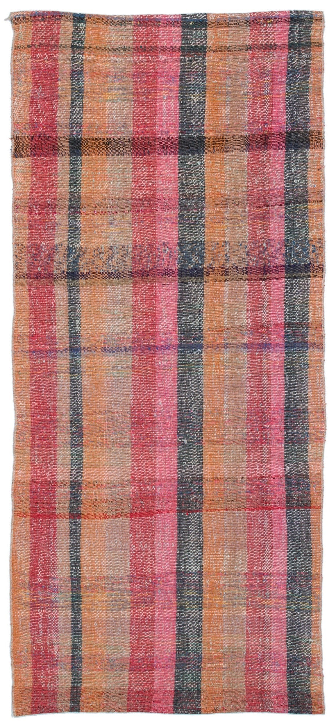 Girit Turuncu Çizgili Yün El Dokuma Halısı 100 x 228 Apex Unique