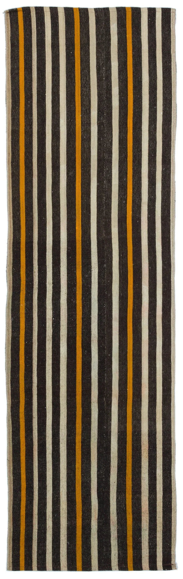 Bej Beyaz Geometrik Modern Yün Halı 85x261