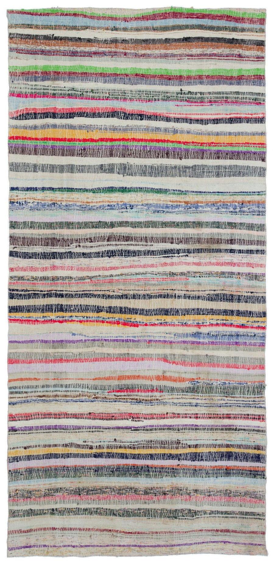 Ecru & Multicolored Bohemian Kilim Runner Rug 162x330 cm (5'4" x 10'10") – in the hallway