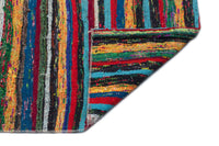 Bunter handgewebter Wollteppich mit Streifen 148x364 cm