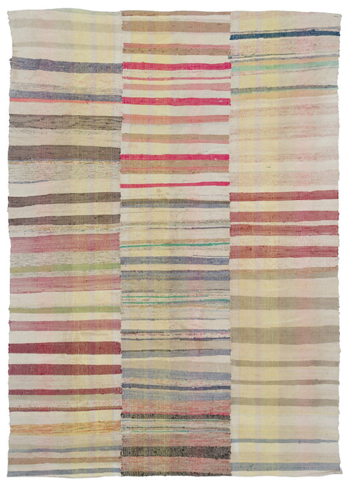 Girit Bej Çizgili Yün El Dokuma Halısı 205 x 285 Apex Unique