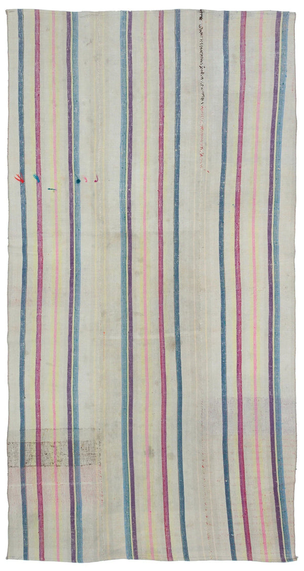 Bej Anadolu Bohem Çizgili Yün Halı 160x296 - Özel Seri