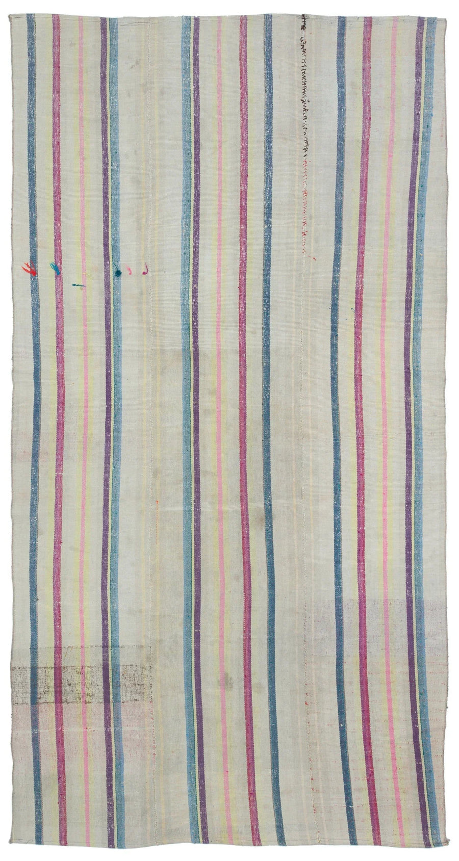 Ecru Striped Flatweave Kilim Rug in Wool 160x296 cm (5'3" x 9'9") – in the hallway