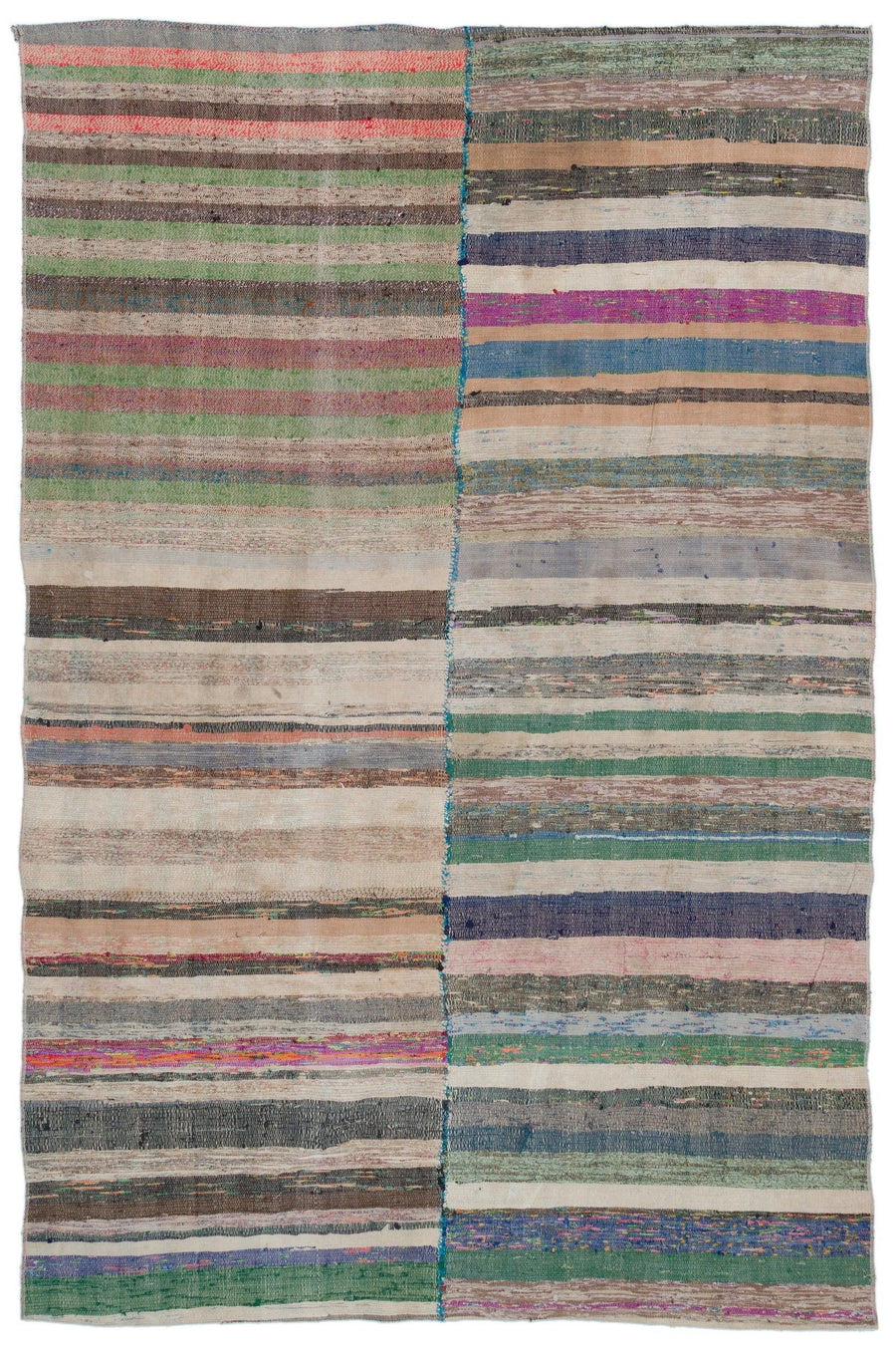 Multicolored Striped Wool Flatweave Kilim Rug 147x224 cm (4'10" x 7'4") – in the hallway