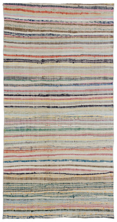 Girit Bej Çizgili Yün El Dokuma Halısı 150 x 285 Apex Unique