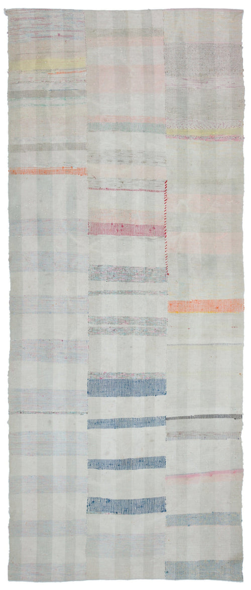 Girit Bej Çizgili Yün El Dokuma Halısı 135 x 336 Apex Unique