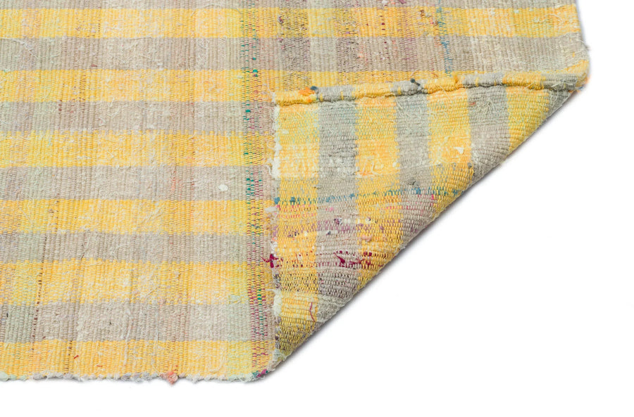 Sarı Bohem Çizgili Yün Halı 115x340