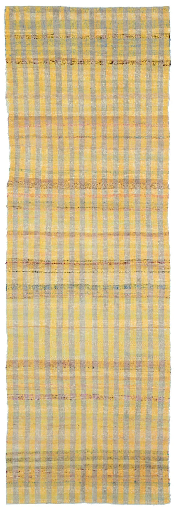 Sarı Bohem Çizgili Yün Halı 115x340