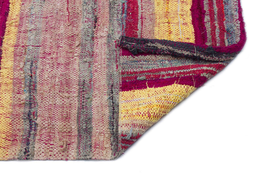 Pembe Anadolu Bohem Çizgili Yün Halı 113x255 - Özel Seri