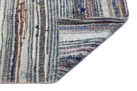 Cream & Multicolor Striped Wool Kilim Rug 124x295 cm (4'1" x 9'8")
