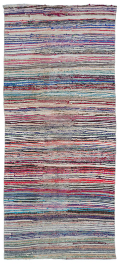 Girit Bej Çizgili Yün El Dokuma Halısı 140 x 322 Apex Unique