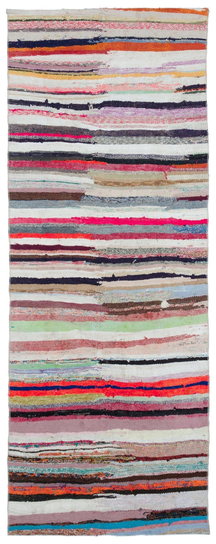 Bunter handgewebter Kelim Läufer aus Wolle 108x282 cm – im Flur