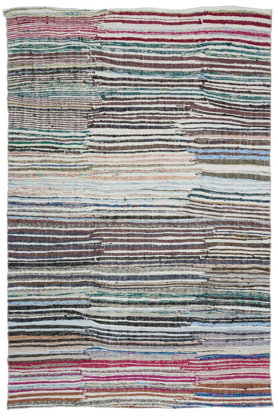 Çok Renkli Çizgili Yün El Dokuma Halı 193x300 cm 32539 – Koridor kullanımı