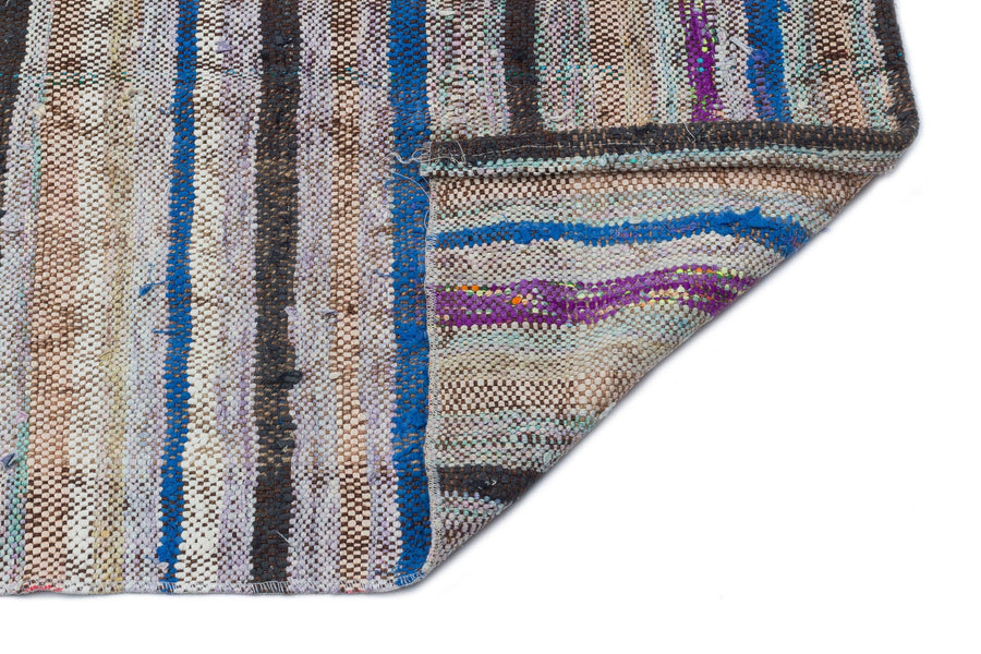 Gri Anadolu Bohem Çizgili Yün Halı 116x243 - Özel Seri