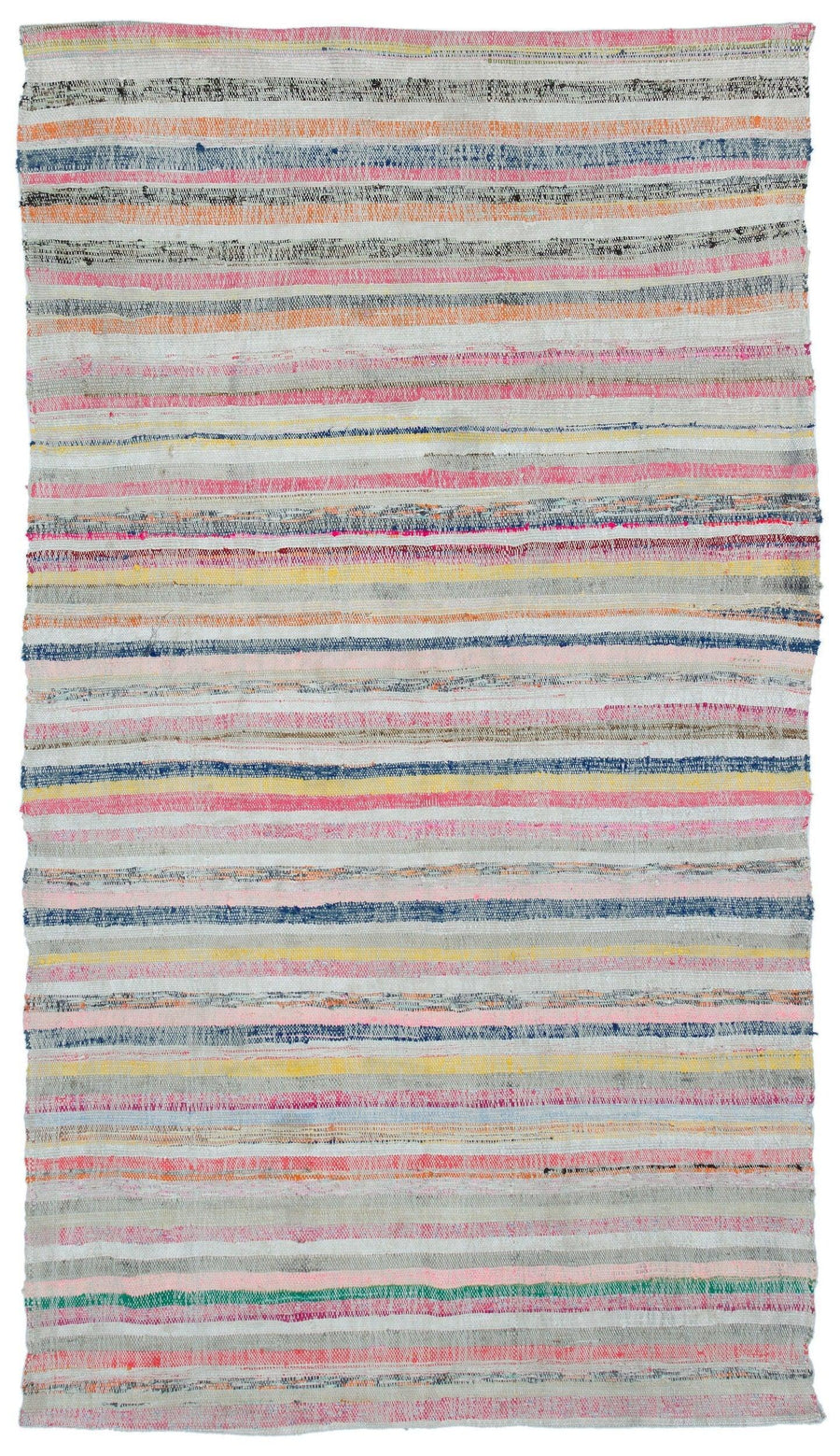El Dokuma Gri Çok Renkli Çizgili Yün Halı 135x237 cm 32551 – Koridor kullanımı