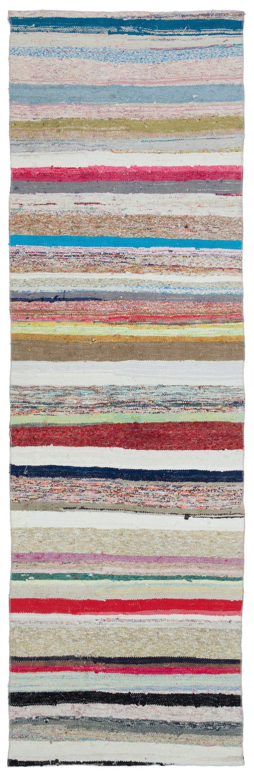 Girit Bej Çizgili Yün El Dokuma Halısı 094 x 305 Apex Unique