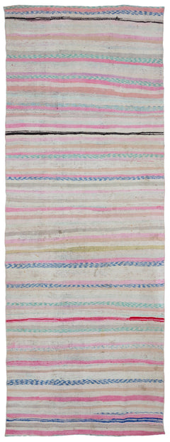 Girit Bej Çizgili Yün El Dokuma Halısı 143 x 382 Apex Unique