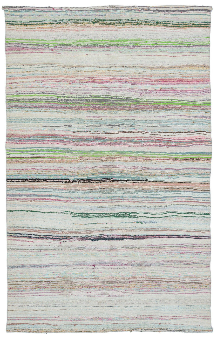 Beyaz El Dokuma Halı Çizgili Bohem Stil 165x260 cm 32575 – Mutfak kullanımı