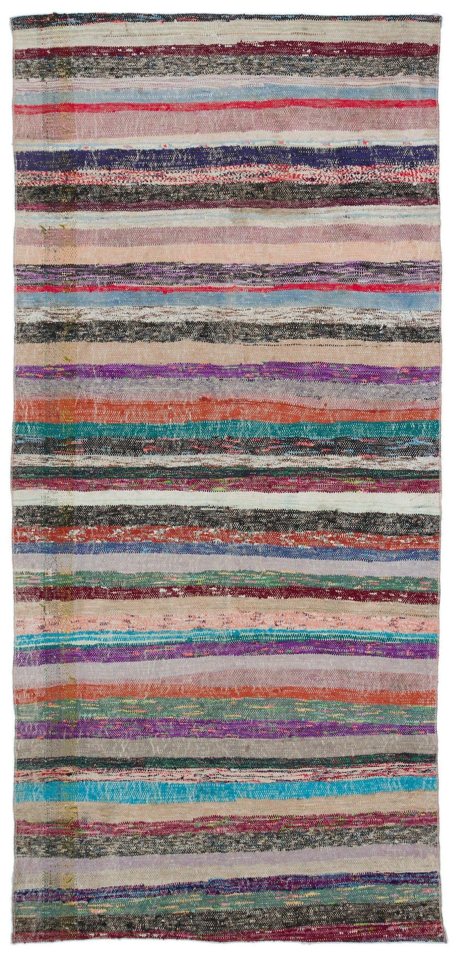 Çok Renkli El Dokuma Halı Çizgili Gri Detaylı Bohem Stil 121x264 cm 32581 – Koridor kullanımı