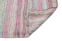 Pink and Grey Striped Hand-Woven Wool Rug 174x272 cm (5'9" x 8'11")