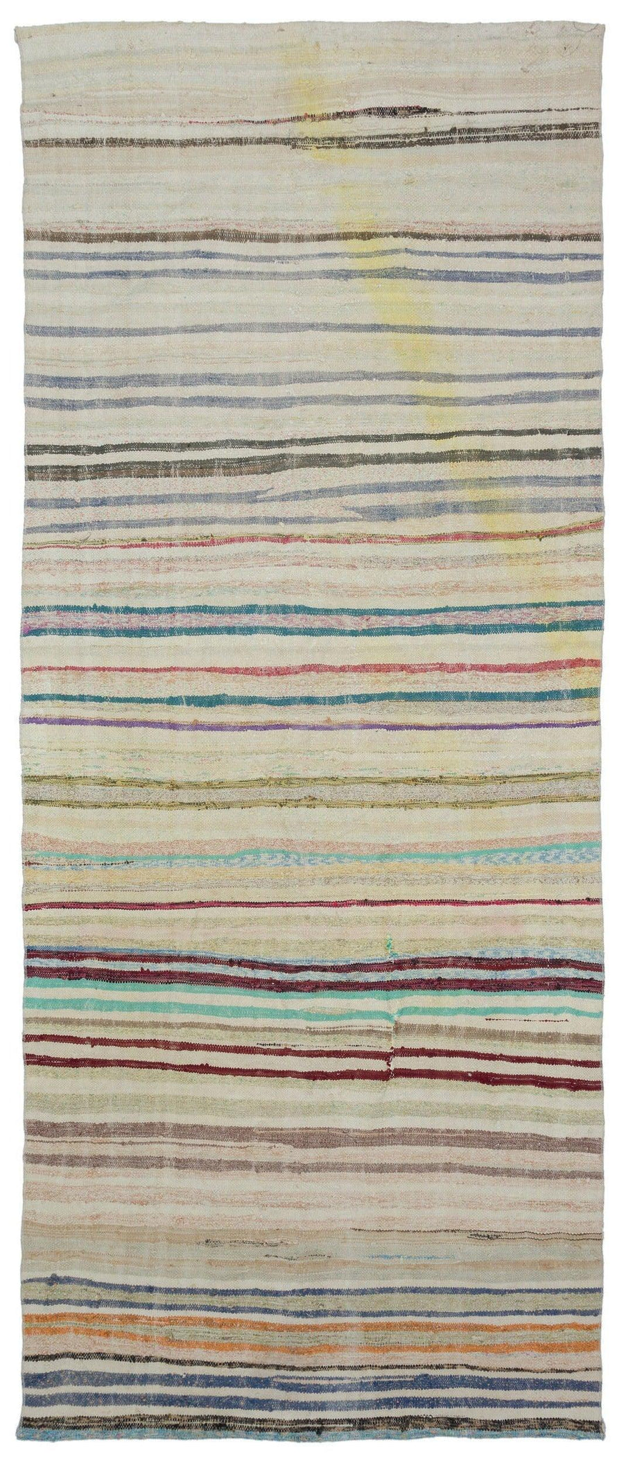 Krem El Dokuma Halı Çizgili Minimalist Stil 148x356 cm 32612 – Koridor kullanımı