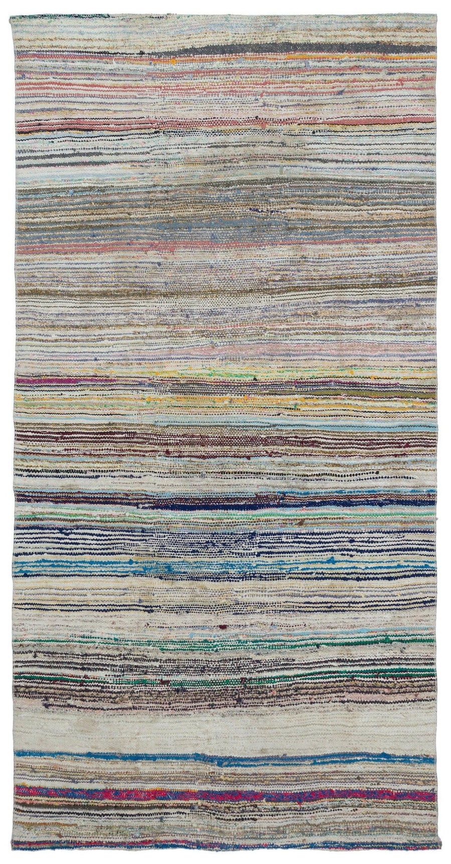 Krem El Dokuma Halı Çok Renkli Çizgili Desenli 142x272 cm – Koridor kullanımı
