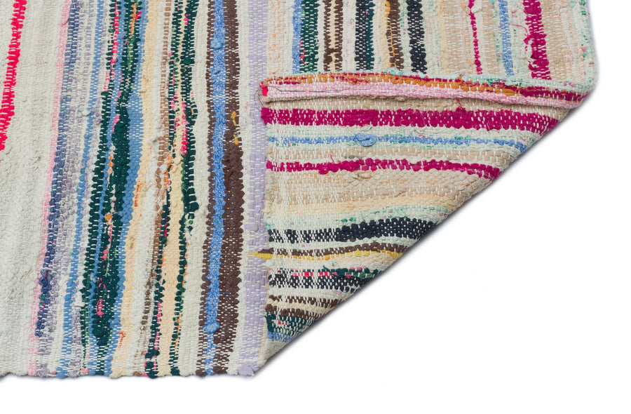 Bej Anadolu Bohem Çizgili Yün Halı 153x330 - Özel Seri