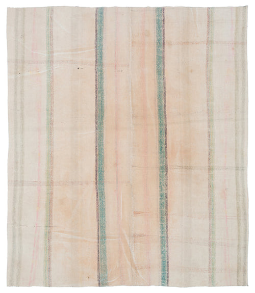 Girit Bej Çizgili Yün El Dokuma Halısı 216 x 188 Apex Unique