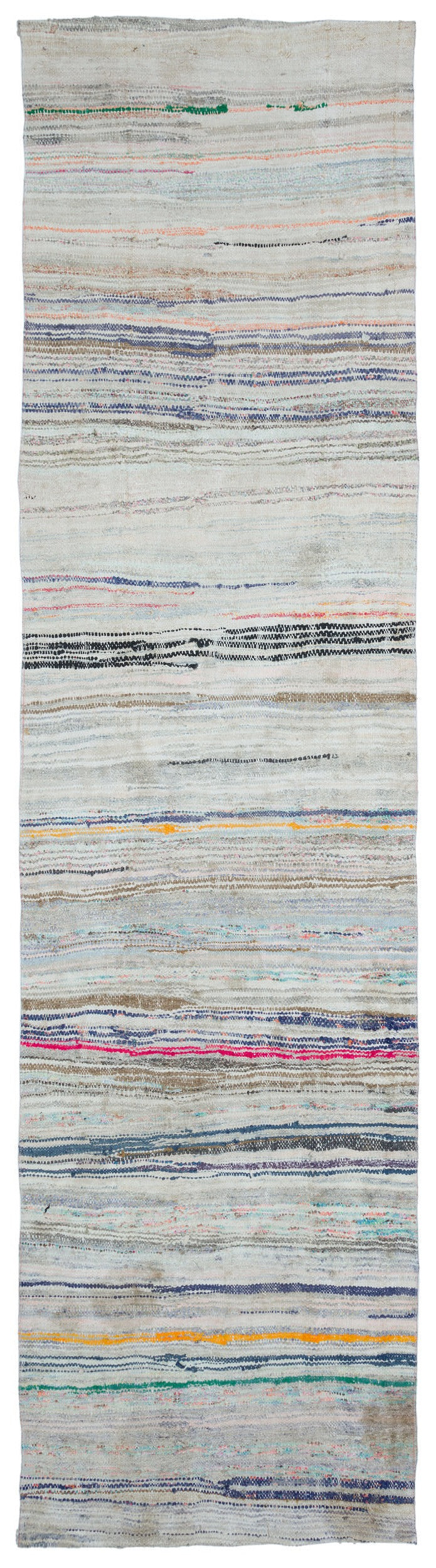 Girit Bej Çizgili Yün El Dokuma Halısı 103 x 392 Apex Unique