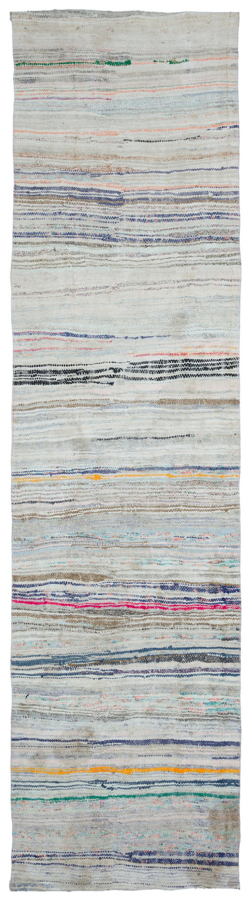 Girit Bej Çizgili Yün El Dokuma Halısı 103 x 392 Apex Unique