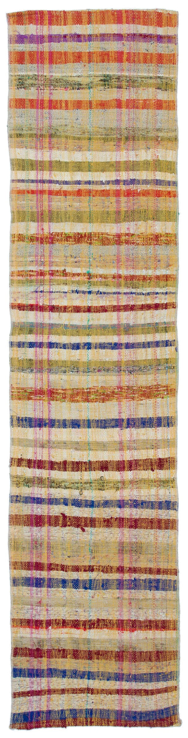 Sarı Anadolu Bohem Çizgili Yün Halı 58x244 - Özel Seri