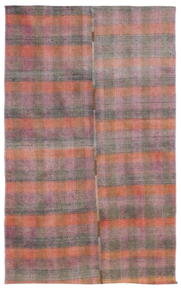 Turuncu Anadolu Eskitme Geometrik Yün Halı 126x204 - Özel Seri