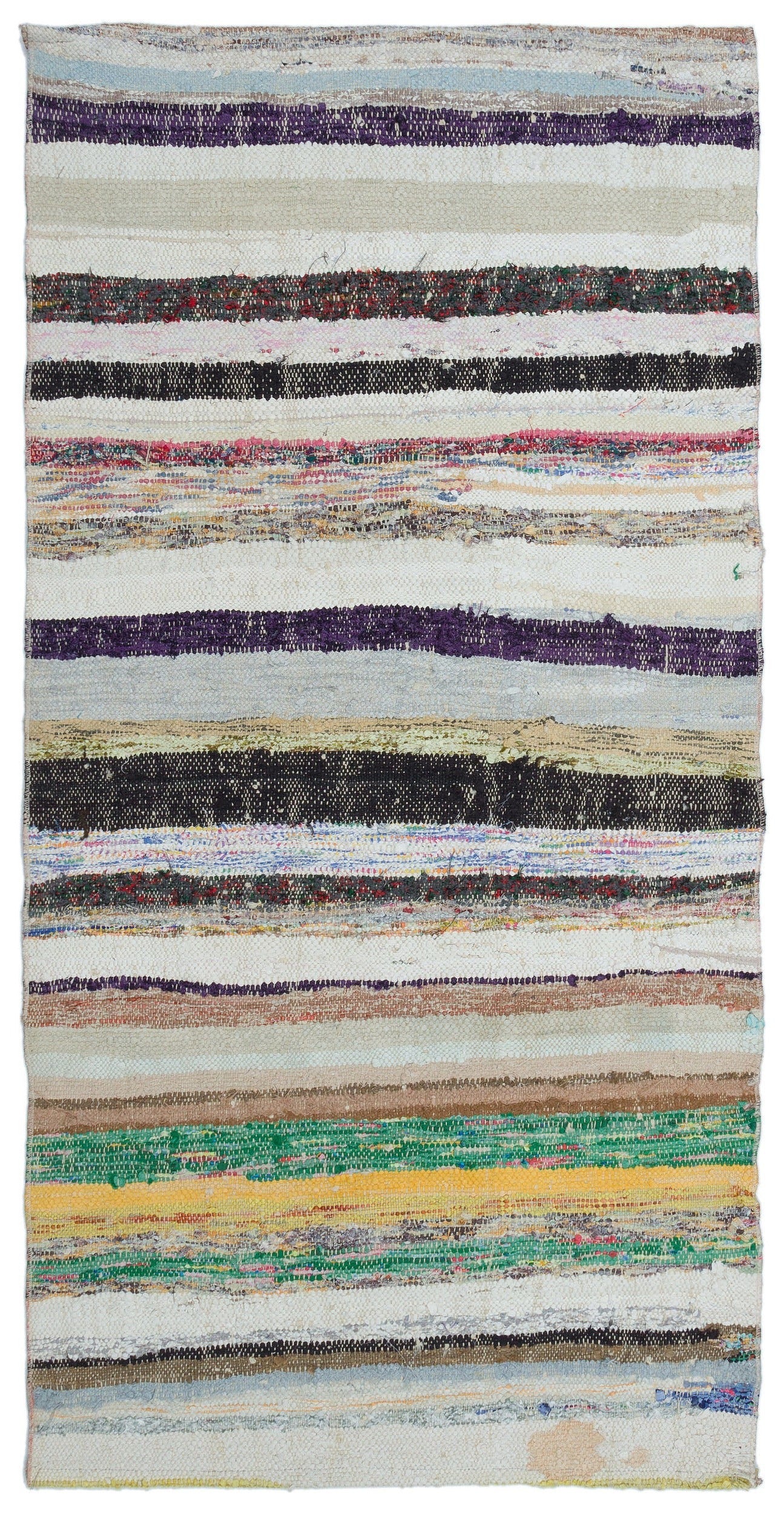 Girit Bej Çizgili Yün El Dokuma Halısı 091 x 180 Apex Unique