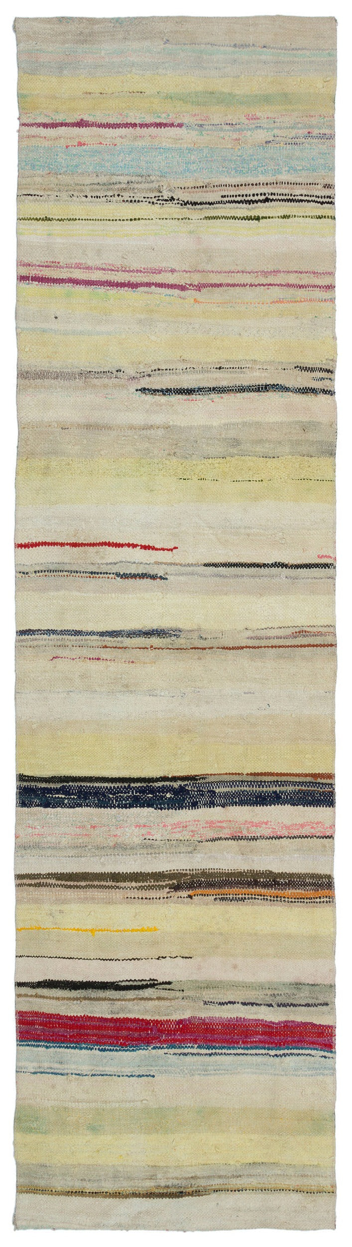 Girit Bej Çizgili Yün El Dokuma Halısı 082 x 310 Apex Unique