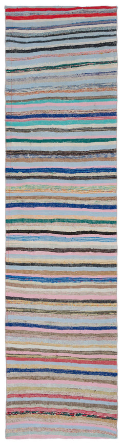 Girit Bej Çizgili Yün El Dokuma Halısı 104 x 403 Apex Unique