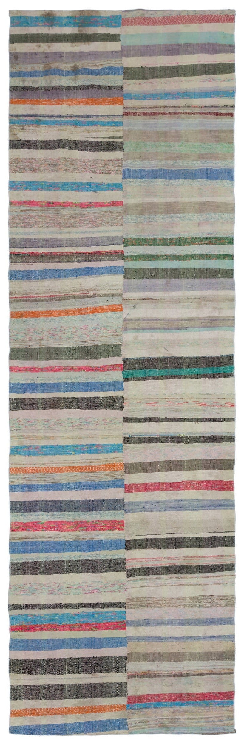 Girit Bej Çizgili Yün El Dokuma Halısı 124 x 401 Apex Unique