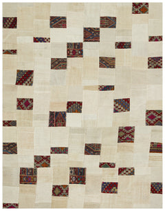 Teselya Mor Patchwork Yün El Dokuma Halısı 280 x 360 Apex Unique