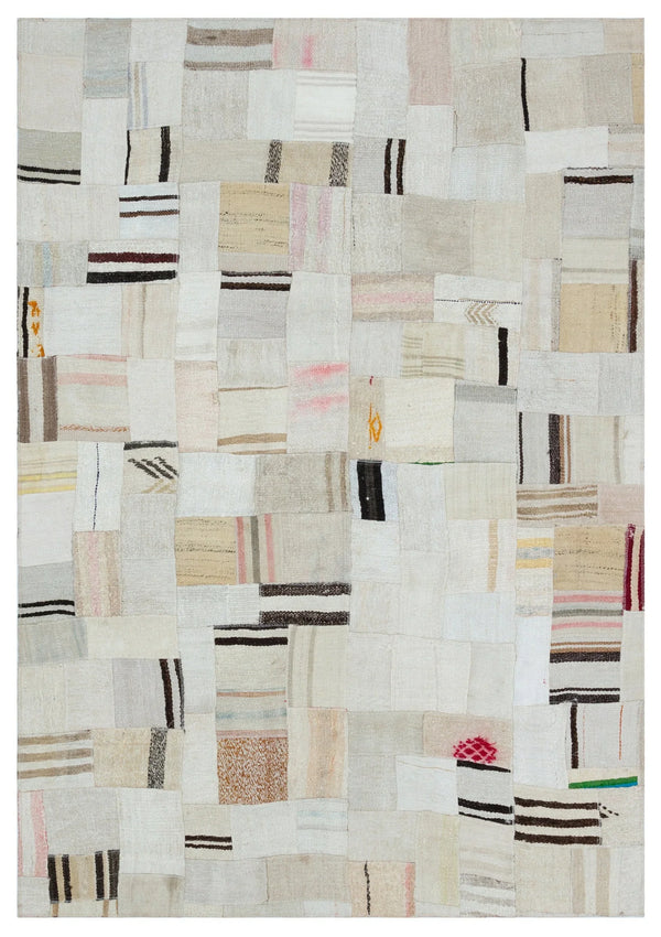 Bej Anadolu Geometrik Modern Yün Halı 160x231 - Özel Seri
