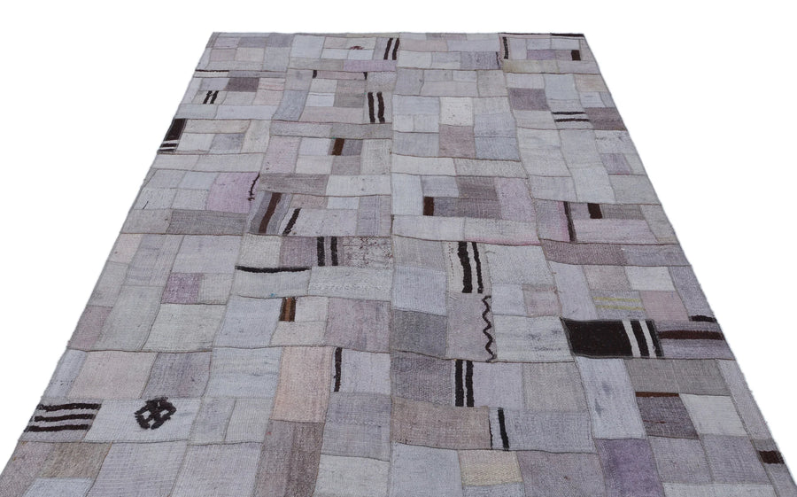 Mavi Anadolu Eskitme Geometrik Yün Halı 162x228 - Özel Seri