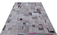 Gri Salon Halısı Yün Geometrik Desenli 162x230 cm 32982