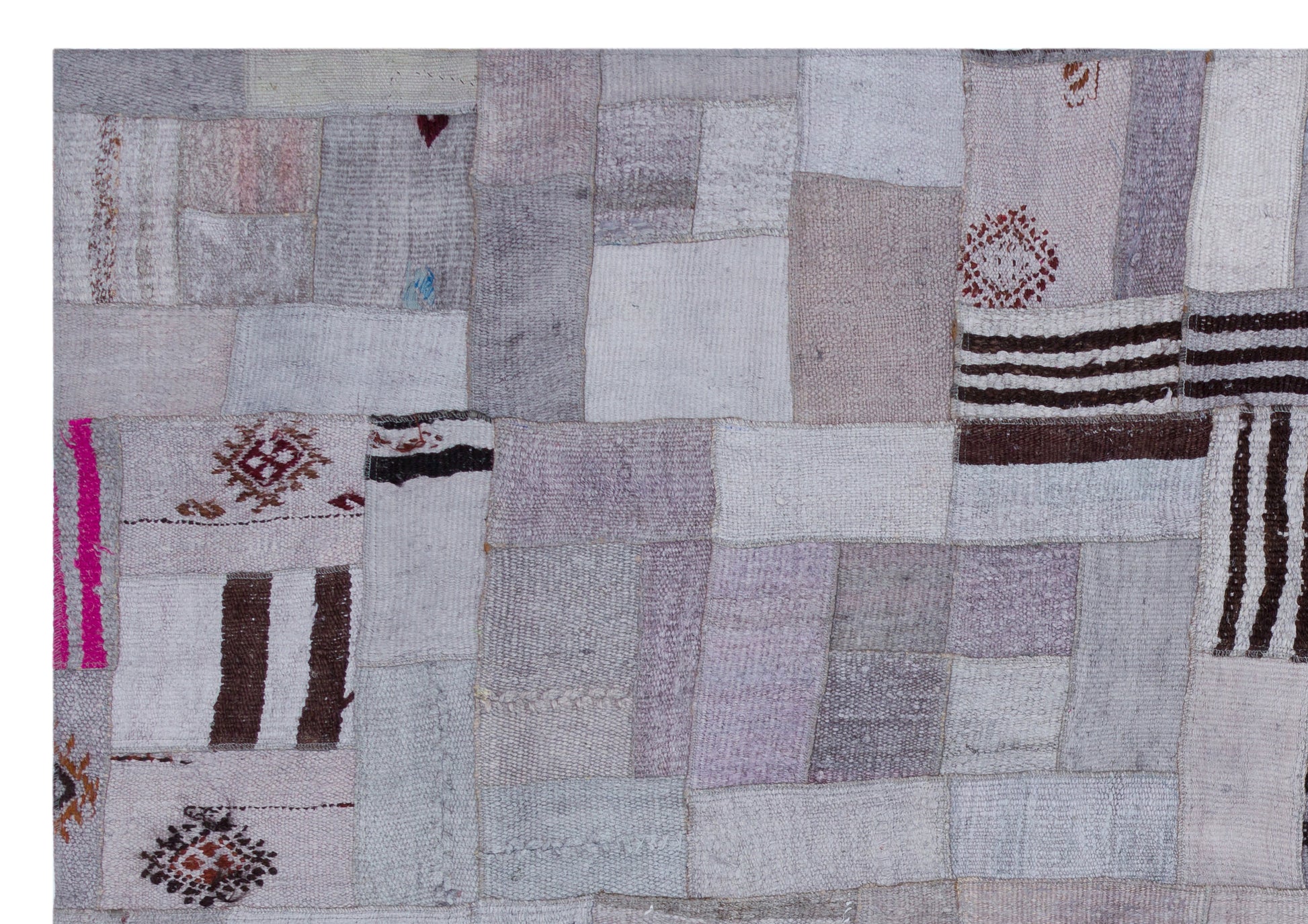 Teselya Mor Patchwork Yün El Dokuma Halısı 162 x 230 Apex Unique