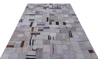 Modern Beyaz Geometrik Desenli El Dokuma Yün Halı 170x233 cm
