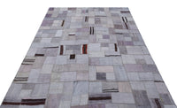 One-of-a-Kind Grey Geometric Turkish Rug 170x238 cm (5'7" x 7'10")