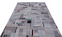 Bohemian Grey Geometric Wool Area Rug 170x237 cm (5'7" x 7'9")