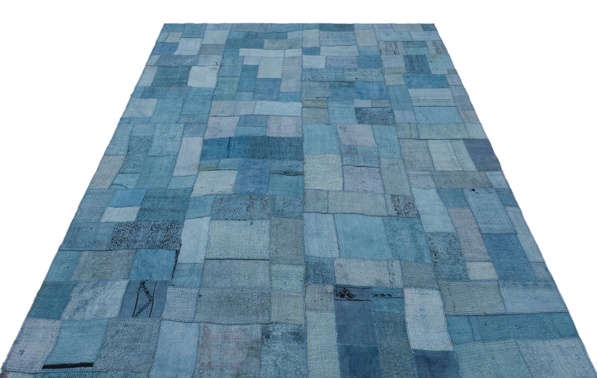 Teselya Mavi Patchwork Yün El Dokuma Halısı 160 x 225 Apex Unique